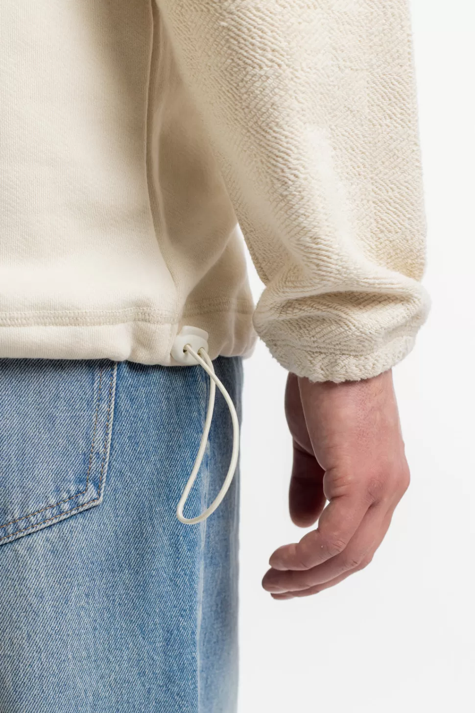 Rotholz Sweatshirts*Divided Half Zip Bio Baumwolle - Weis